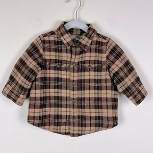 Janie and Jack | Flannel Quilted Brown Plaid Shacket | 6 - 12 M